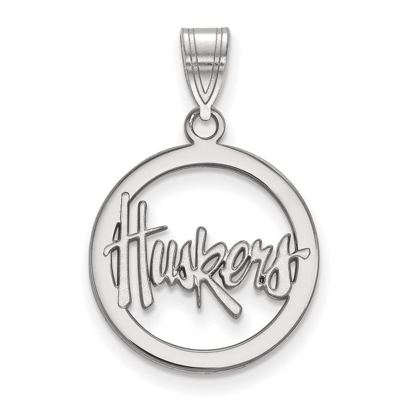 Sterling Silver U. Of Nebraska Small Circle 'Huskers' Pendant